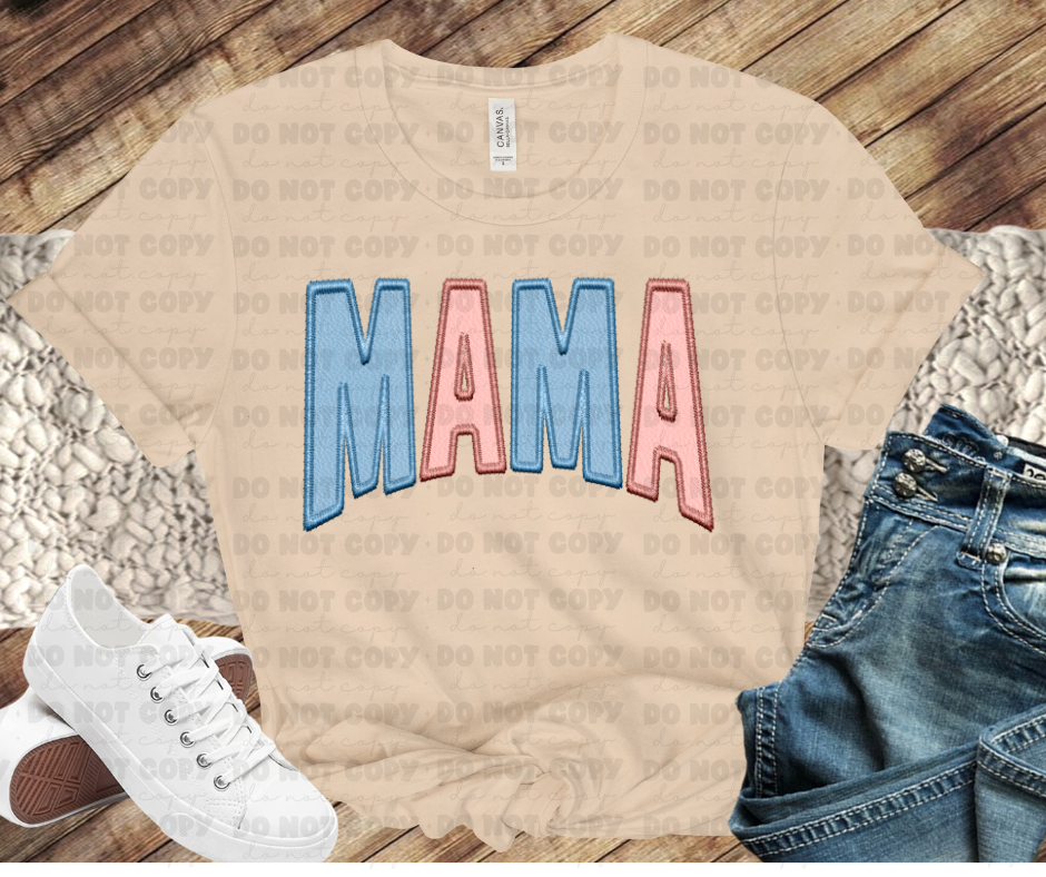 Mama both faux embroidery