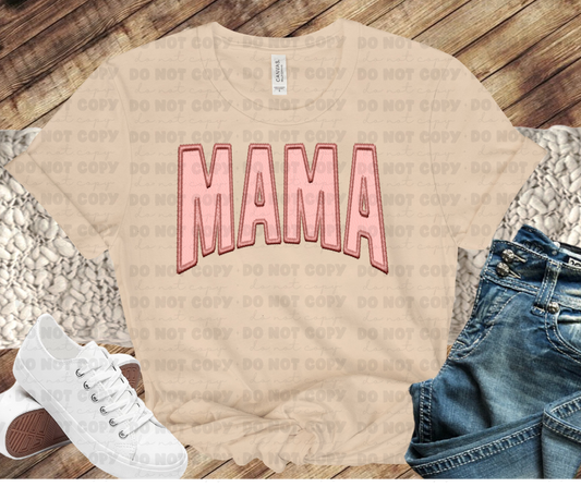 Mama pink faux embroidery