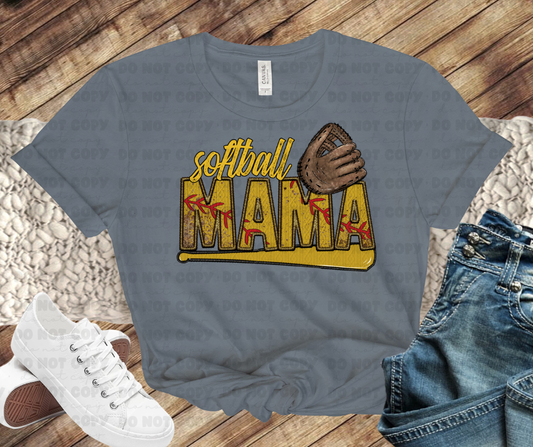Softball mama stitched