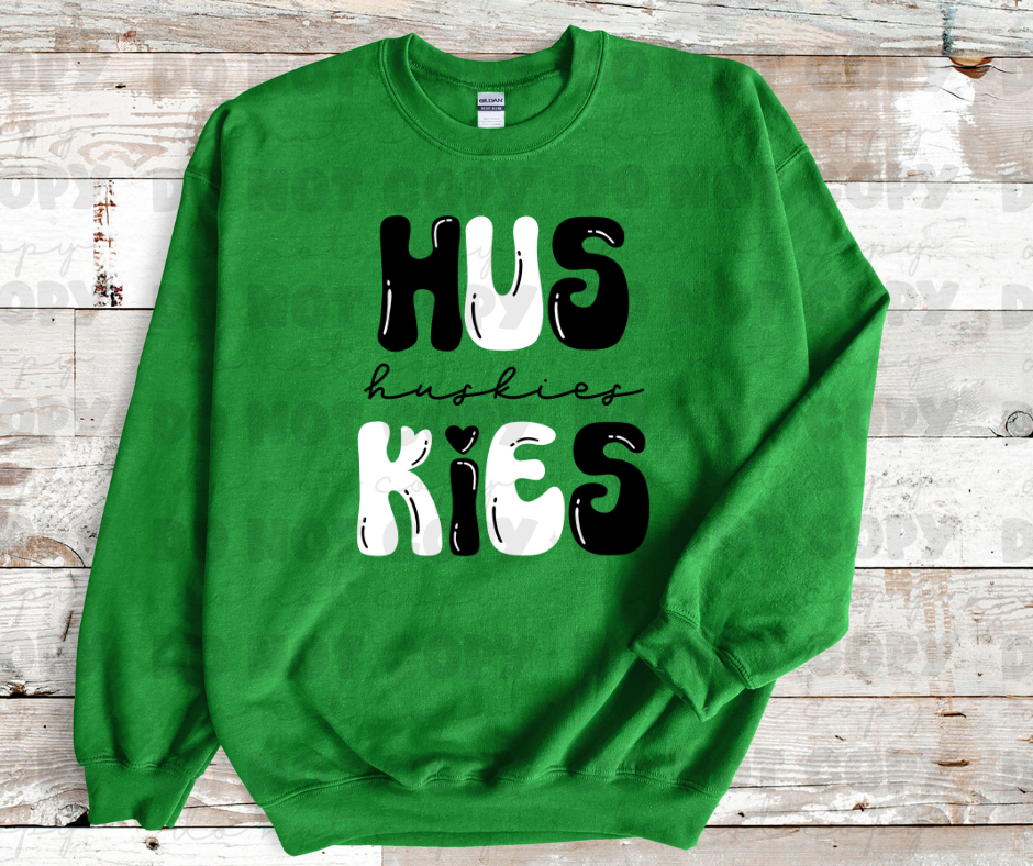 Huskies (Bubble letters black and white)