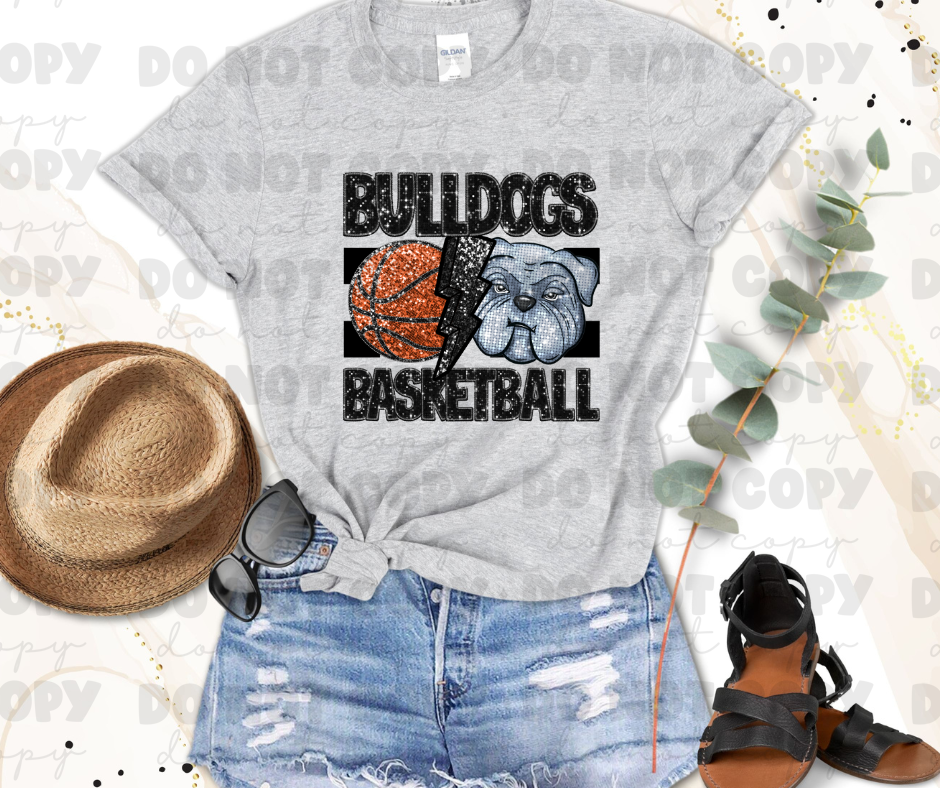 Bulldogs Basketball faux glitter