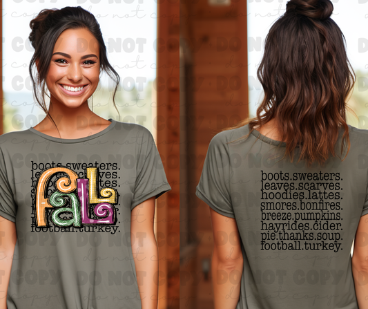 Fall (front and back) Subway Words