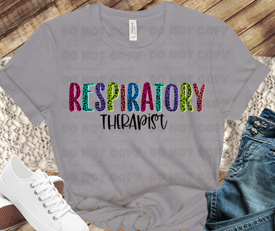 Multi color leopard print respiratory therapist