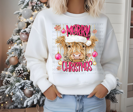 Merry Christmas pink cow