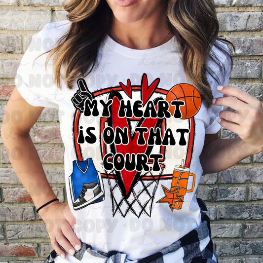 My Heart Is On That Court Red Heart Basketball Tee