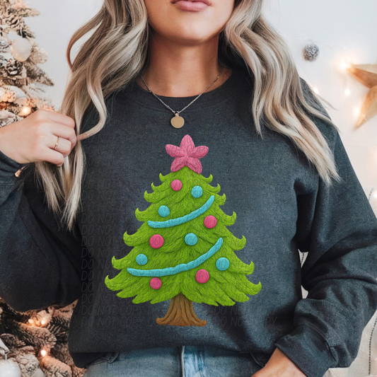 Faux yarn bright christmas tree